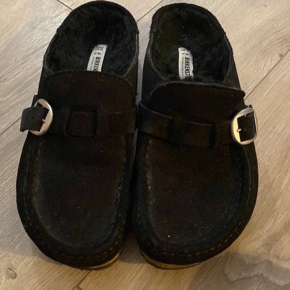 Birkenstock Shearling Buckley Clog Black GUC Size 39